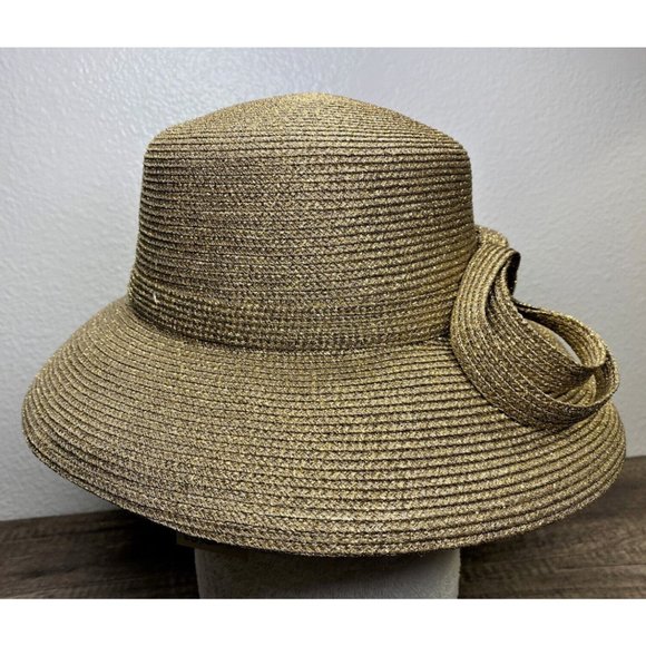 Fine Millinery By August Accessories Gold and Brown Womens Derby Hat - New - Picture 7 of 11